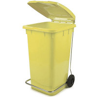 Купить бак мусорный прямоугольный 120л дхшхв 600х480х960 мм на колесах с педалью пластик желтый bora 1/3, 1 шт. в Москве