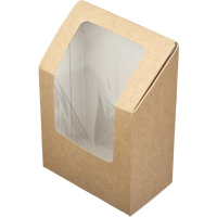 Купить упаковка для роллов, шаурмы, багетов 90х50х130 мм roll с окном крафт "osq", 25 шт./упак в Москве