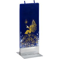 Купить свеча плоская 60х7х150 мм золотой ангел прямоугольная синяя на подставке "flatyz" 1/7/56, 1 шт. в Москве