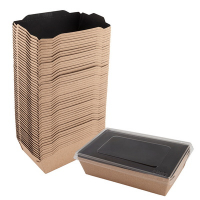 Купить упаковка 500шт дхшхв 160х120х45мм 50шт opsalad с прозрачной крышкой крафт черное дно "osq" в Москве