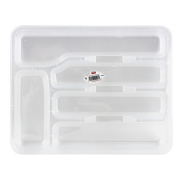 Лоток для столовых приборов 335х260х40 мм МАЛЕНЬКИЙ с разделителями ПРОЗРАЧНЫЙ ПЛАСТИКОВЫЙ "PROFF" Купить лоток для столовых приборов 335х260х40 мм маленький с разделителями прозрачный пластиковый "proff" в Москве