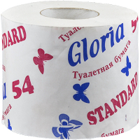 Купить бумага туалетная 1-сл 54 м 10 шт/уп standard в рулоне на втулке "gloria" 1/1 в Москве
