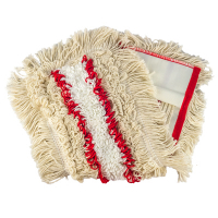 Купить насадка - моп (mop) для швабры 500х145мм плоская с карманами с красной полосой белая микрофибра "hunter" 1/50 в Москве