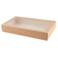 Купить контейнер бумажный с окном 1450мл дхшхв 260х150х40мм 25шт tabox прямоугольный крафт "osq" в Москве
