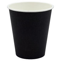 Купить стакан бумажный 250мл d80 мм 1-сл для горячих напитков черный pps 1/50/1000, 50 шт./упак в Москве