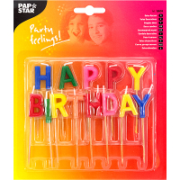 Купить набор свечей для торта h 8см "с днем рождения" разноцветный papstar" 1/16 в Москве