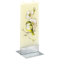 Купить свеча плоская 60х7х150 мм птичка в цветах прямоугольная желтая на подставке "flatyz" 1/7/56, 1 шт. в Москве