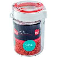 Купить банка для хранения сыпучих продуктов h110d72 мм 0,35 л полоса красная круглая прозрачный пластик "bora" 1/12, 1 шт. в Москве