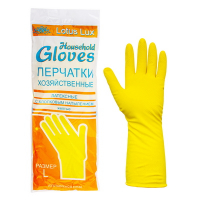 Купить перчатки хозяйственные люкс l с хлопковым напылением латексные "household gloves" 1/12/144, 1 шт. в Москве