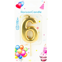 Купить свеча для торта цифра 6 металлик "horizon candles" в Москве