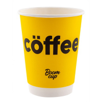 Купить стакан бумажный 2-сл d90 мм 350 мл 25 шт coffee для горячих напитков желтый "boomcup" в Москве