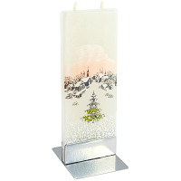 Купить свеча плоская 60х7х150 мм ёлка на площади прямоугольная кремовая на подставке "flatyz" 1/7/56 в Москве