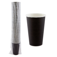 Купить стакан бумажный 1-сл d90 мм 400 мл для горячих напитков черный "huhtamaki" 1/50/1000, 50 шт./упак в Москве