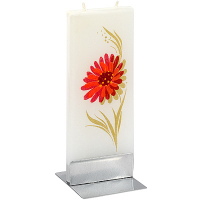 Купить свеча плоская 60х7х150 мм красный цветок прямоугольная кремовая на подставке "flatyz" 1/7/56, 1 шт. в Москве