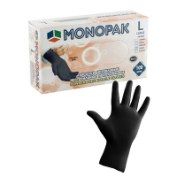 Купить перчатки одноразовые 50 пар/уп l неопудренные черные нитриловые "monopak" 1/20, 1 шт. в Москве