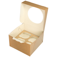 Купить коробка для пирожных дхшхв 160х160х100 мм с окном картон крафт gdc 1/25/150 в Москве