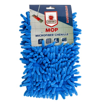 Купить насадка - моп (mop) для швабры 420х130 мм chenille плоская с карманами синяя микрофибра "textop" в Москве