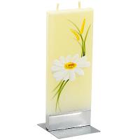 Купить свеча плоская 60х7х150 мм ромашка прямоугольная желтая на подставке "flatyz" 1/7/56, 1 шт. в Москве