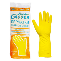 Купить перчатки хозяйственные люкс m с хлопковым напылением латексные "household gloves" 1/12/144 в Москве