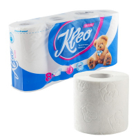 Купить бумага туалетная 3-сл 18 м/рул ultra 8рулонов с тиснением и перфорацией белая целлюлоза "kleo" в Москве