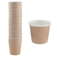 Купить контейнер бумажный с крышкой h85 d100 мм 400 мл 30 шт для горячего, холодного круглый белый "osq" в Москве