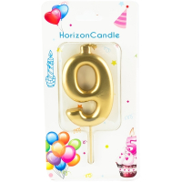 Купить свеча для торта цифра 9 металлик "horizon candles" в Москве