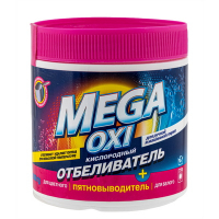 Купить отбеливатель (пятновыводитель) порошковый 500 г для белых и цветных тканей в банке "mega oxi" в Москве