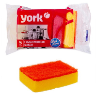 Купить губка для мытья посуды универсальная 95х64х27 мм 5 шт maxi с красным абразивом разноцветный поролон "york" в Москве