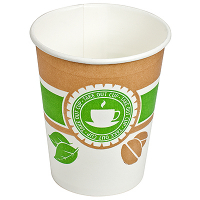 Купить стакан бумажный 250мл d80 мм 1-сл для горячих напитков чай зеленый&кофе v 1/50/1000 в Москве