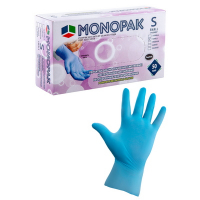 Купить перчатки одноразовые 50 пар/уп s неопудренные голубые нитриловые "monopak" 1/20 в Москве