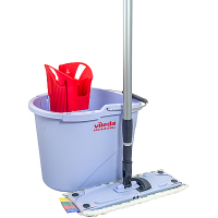 Купить набор для уборки флаундер, моп, ручка телескоп, ведро 10л ультраспид мини туннельный отжим б/ рычага металл/пластик "vileda" в Москве