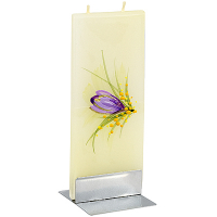 Купить свеча плоская 60х7х150 мм сиреневый цветок прямоугольная желтая на подставке "flatyz" 1/7/56, 1 шт. в Москве