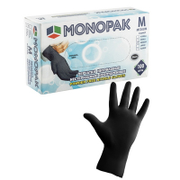 Купить перчатки одноразовые 100 шт/уп m неопудренные черные нитриловые "monopak" 1/20, 1 шт. в Москве