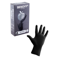 Купить перчатки одноразовые 100 шт/уп m черные нитриловые "benovy" 1/10, 1 шт. в Москве