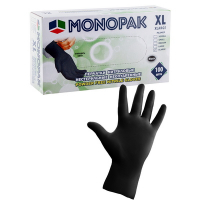 Купить перчатки одноразовые 100 шт/уп xl неопудренные черные нитриловые "monopak" 1/20, 1 шт. в Москве