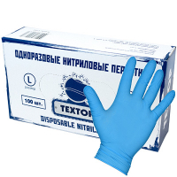 Купить перчатки одноразовые 100 шт l неопудренные голубой нитрил коробка "nn" в Москве