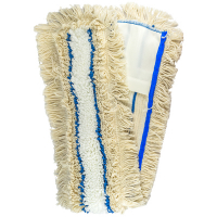 Купить насадка - моп (mop) для швабры 800х145мм плоская с карманами с синей полосой белая микрофибра "hunter" 1/40 в Москве