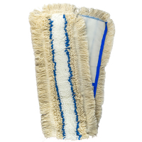 Купить насадка - моп (mop) для швабры 1000х145мм плоская с карманами с синей полосой белая микрофибра "hunter" 1/40 в Москве