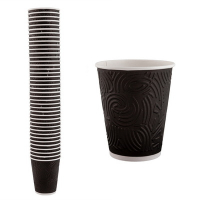 Купить стакан бумажный 300 мл d90 мм 2-сл 40 шт лабиринт для горячих напитков черный "скандипакк" в Москве