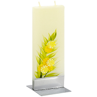 Купить свеча плоская 60х7х150 мм одуванчики прямоугольная желтая на подставке "flatyz" 1/7/56, 1 шт. в Москве