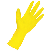 Купить перчатки хозяйственные m желтые латексные "household gloves" 1/12/240, 1 шт. в Москве