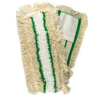 Купить насадка - моп (mop) для швабры 800х145мм плоская с карманами с зеленой полосой белая микрофибра "hunter" 1/40 в Москве