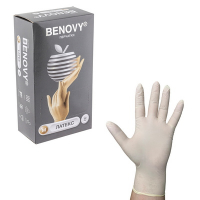 Купить перчатки одноразовые 100 шт m опудренные белый латекс "benovy" в Москве