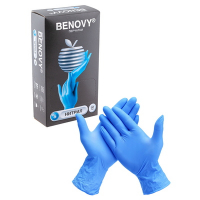 Перчатки одноразовые 100 шт S неопудренные ГОЛУБОЙ НИТРИЛ "BENOVY" Купить перчатки одноразовые 100 шт s неопудренные голубой нитрил "benovy" в Москве