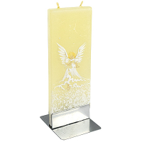 Купить свеча плоская 60х7х150 мм белый ангел прямоугольная бежевая на подставке "flatyz" 1/7/56 в Москве