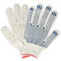 Купить перчатки рабочие 4 нити с пвх (точка) хб белые 1/10/500, 10 шт./упак в Москве