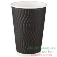 Купить стакан бумажный 2-сл d80 мм 200 мл для горячих напитков гофрированный черный "huhtamaki" 1/37/925, 37 шт./упак в Москве